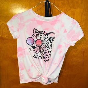 Girls Pink Tie Dye Graphic Tee